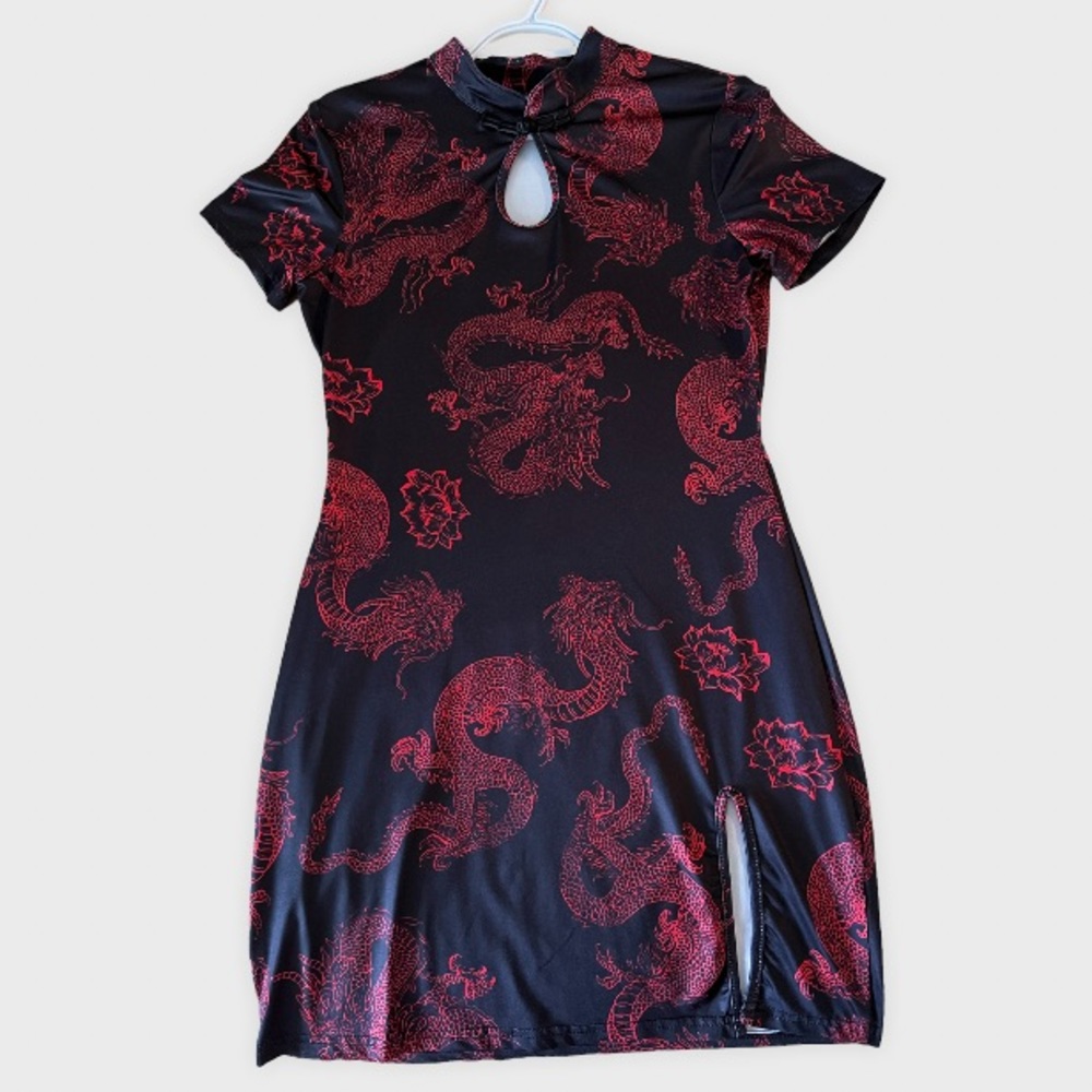 Dragon Print Side slit Dress
